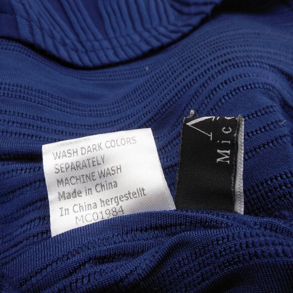 Micoson Women's size S Short Sleeve Tee Navy Blue Wavy Textured Stretch Blouse - Picture 8 of 8